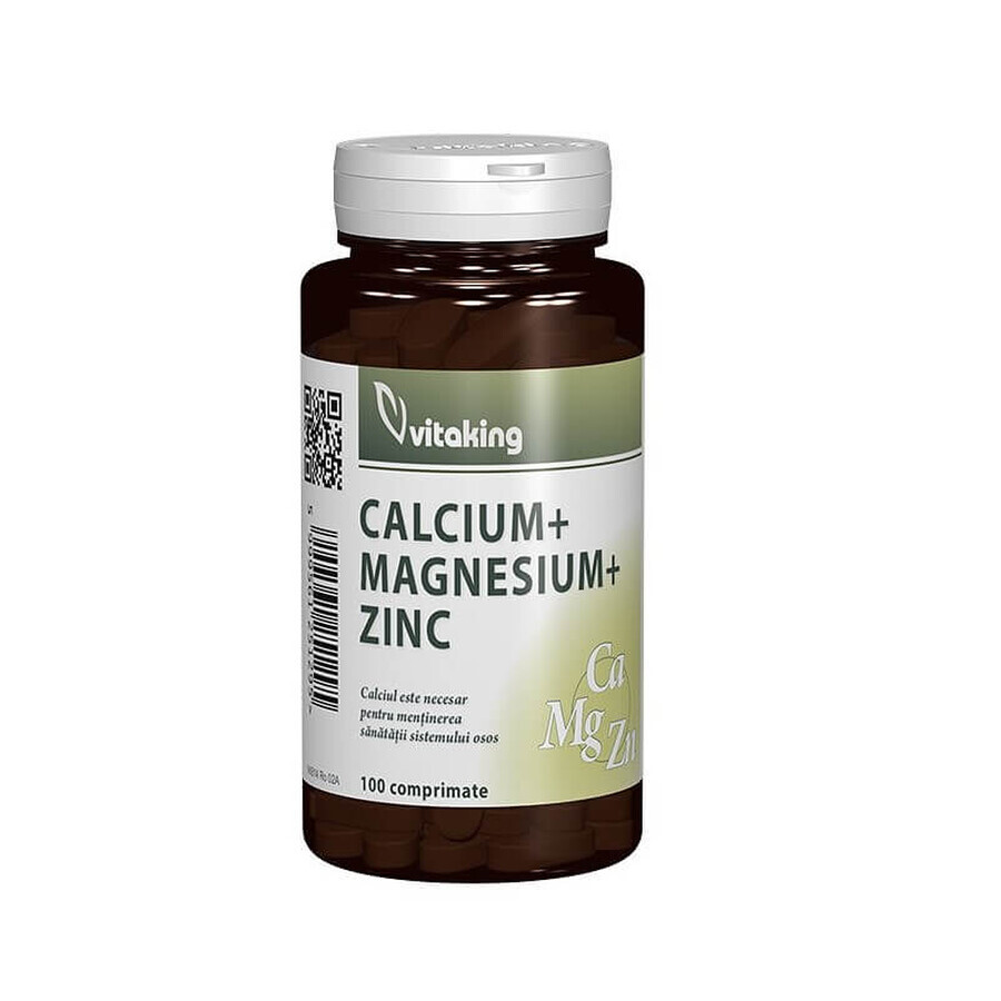 Calcium Magnesium mit Zink, 100 Tabletten, Vitaking