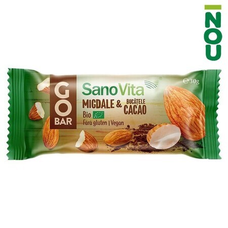 Go Bar Bio, Cacao si Migdale, 30 gr, Sanovita
