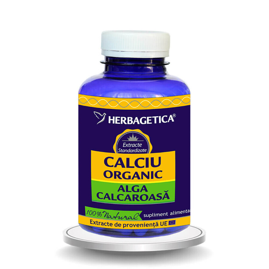 Calciu Organic cu alga calcaroasă, 120 capsule, Herbagetica