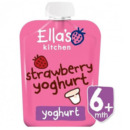 Griechischer Bio-Naturjoghurt mit Erdbeeren, 90 g, Ella's Kitchen