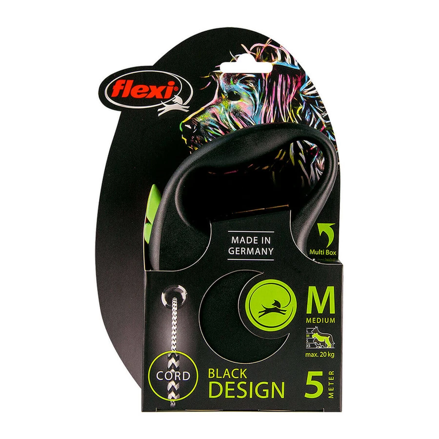Lesă pentru câine Flexi BLACK DESIGN 5 m Mărimea S Green