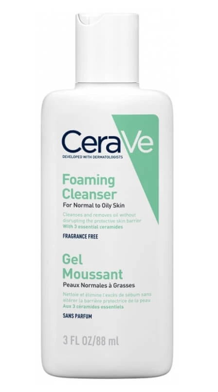 (FR) CeraVe Foaming Cleanser, Reinigungsgel für normale bis fettige Haut, 88 ml (3337875597340)