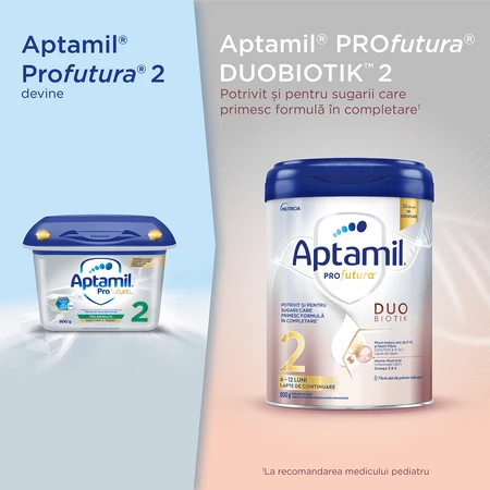 Lapte praf Aptamil ProFutura 2 Duo Biotik, 6 - 12 luni, 800 g, Nutricia