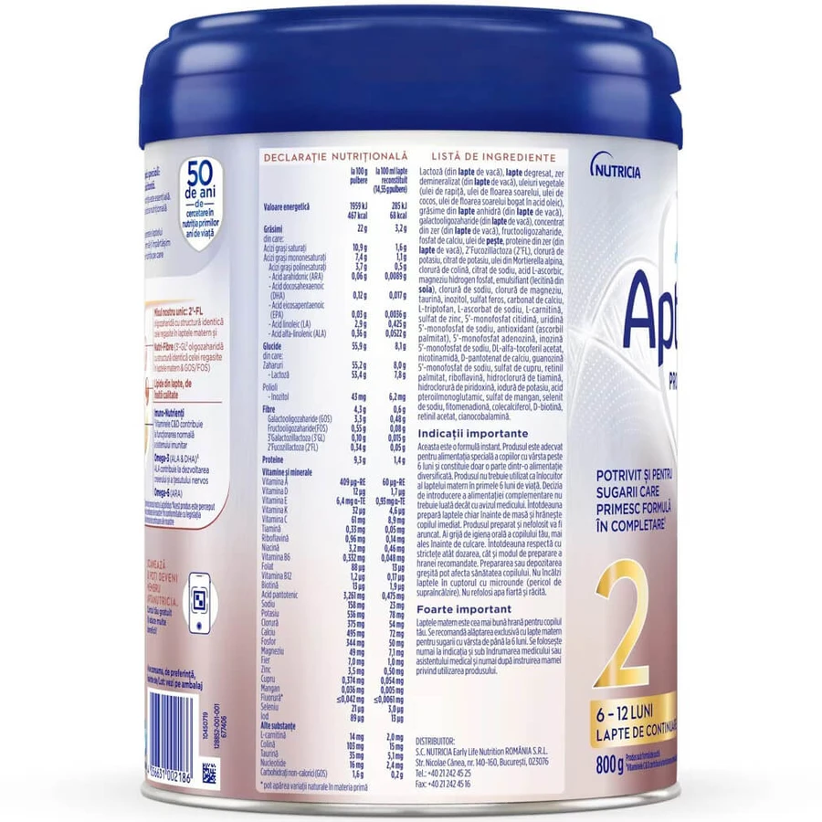 Lapte praf Aptamil ProFutura 2 Duo Biotik, 6 - 12 luni, 800 g, Nutricia