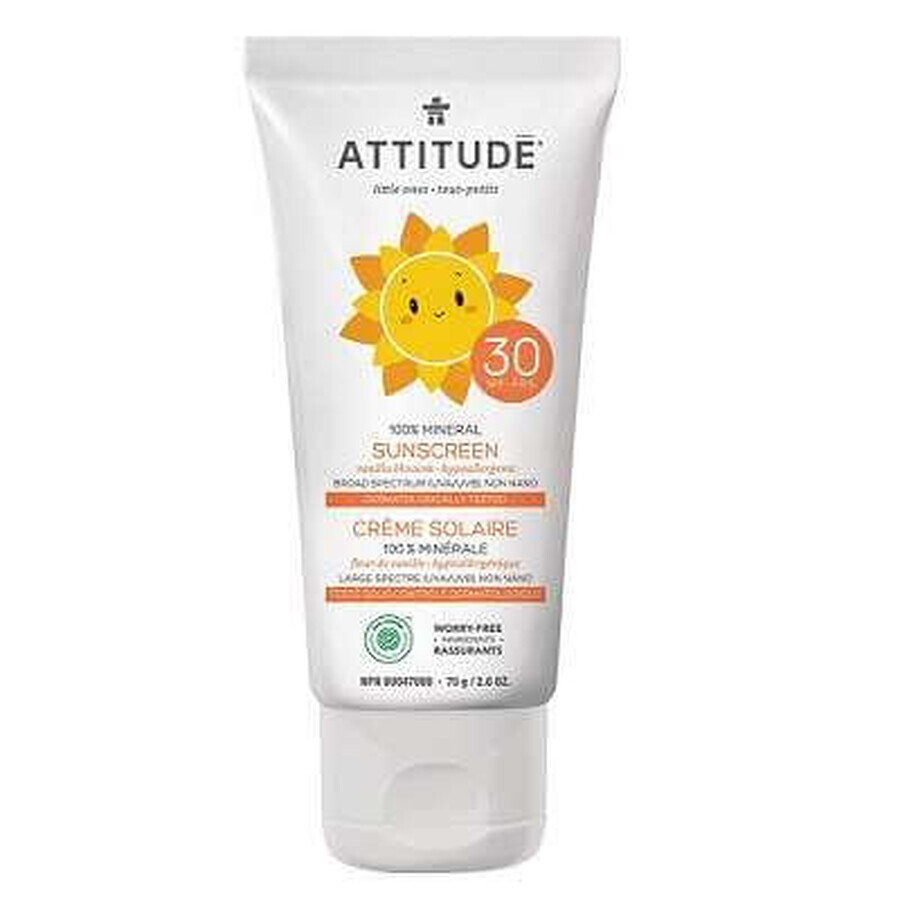 Loțiune de corp protecție solară cu vanilie pentru copii SPF 30, 75 g, Attitude