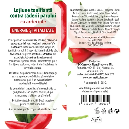 Toning lotion against hair loss with hot pepper, spray, 100 ml, Cosmetic Plant