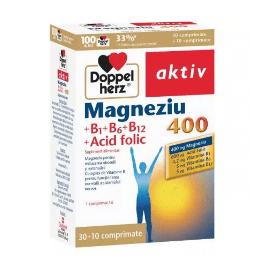 Doppelherz Aktiv Magnesium 400 + B1 + B6 + B12 + Folsäure Tabletten, Queisser Pharma