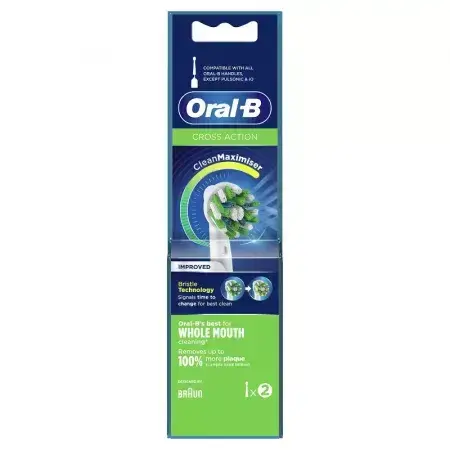 CrossAction Elektrische Zahnbürste Ersatzköpfe, EB50-4, 2 Stück, Oral-B