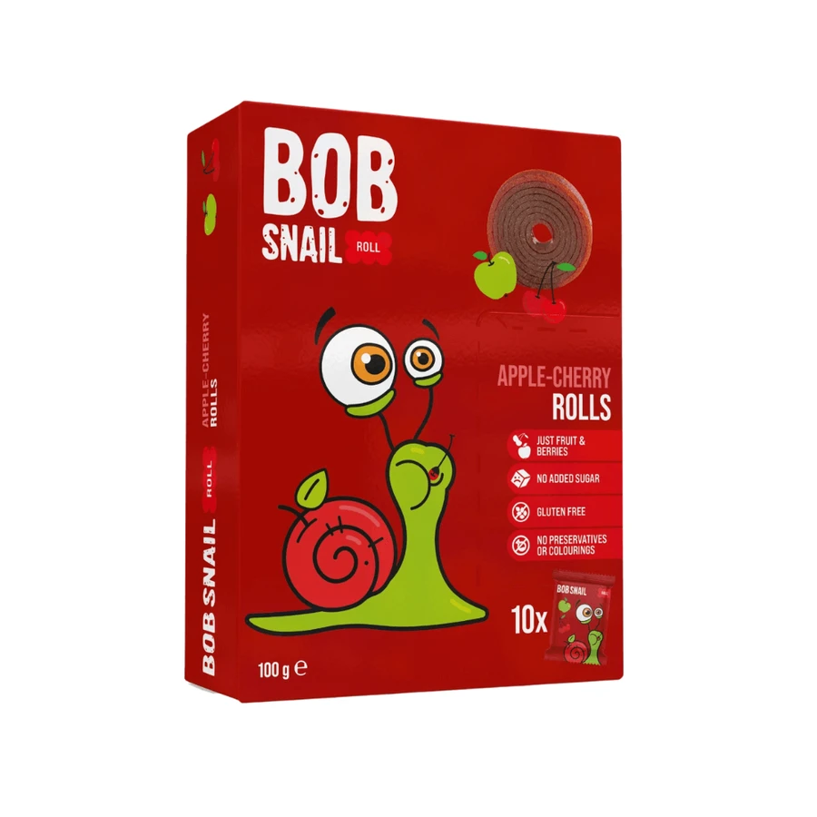Rouleaux aux fruits, pommes et cerises, 100 g, Bob Snail