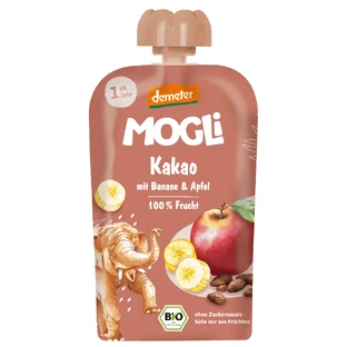 Organic puree, 1 year+, Cocoa, Apples and Bananas, 100 g, Mogli