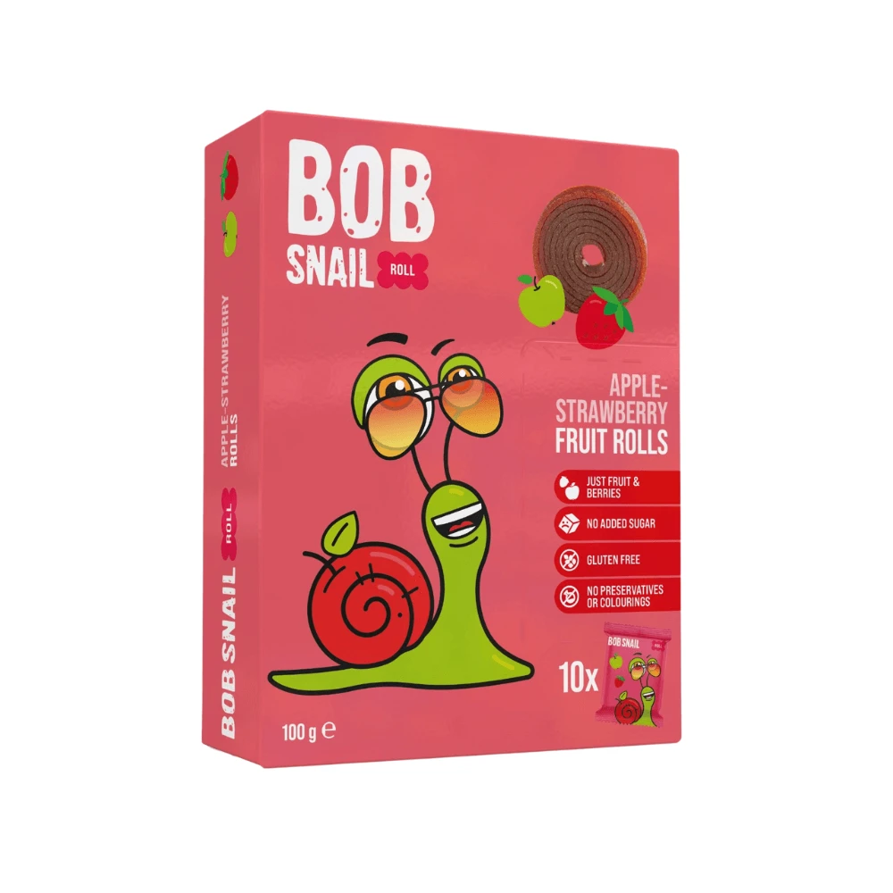 Obstbrötchen, Äpfel und Erdbeeren, 100 g, Bob Snail