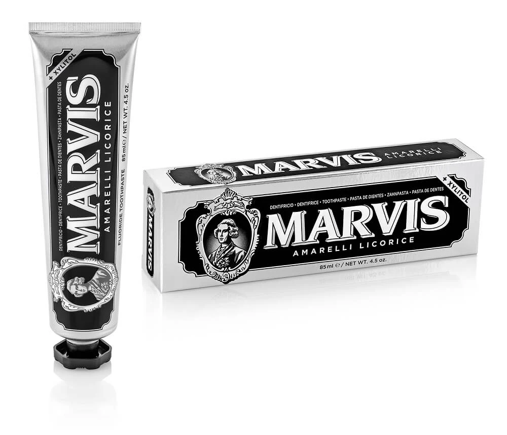 Marvis Fluorid-Zahnpasta mit Fluorid Amarelli Licorice, 85 ml