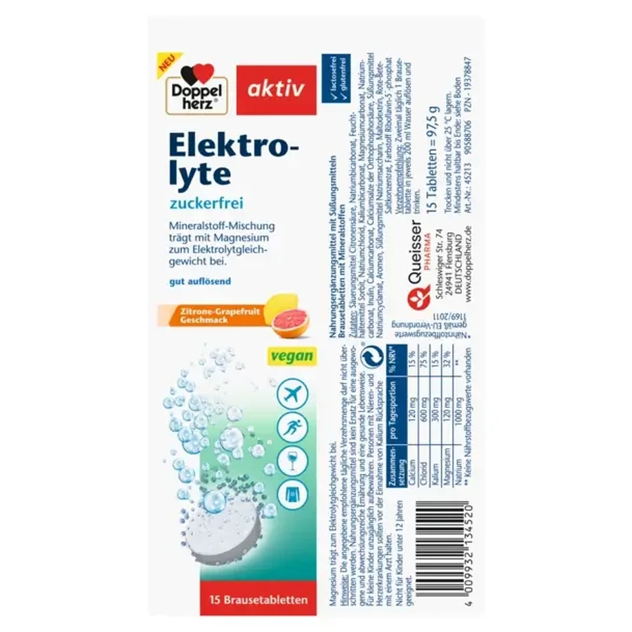 Doppelherz  Aktiv cu electroliți fără zahăr, 15 comprimate efervescente
