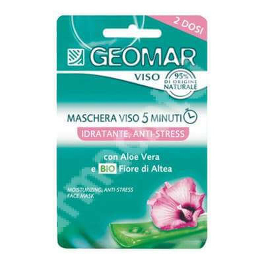 Mască de față cu aloe vera și nalbă Bio, 2x7.5 ml, Geomar