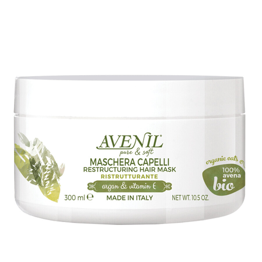 Masca de par pentru restructurarea firelor cu ulei de argan, Vitamina E si ovaz, 300 ml, Avenil