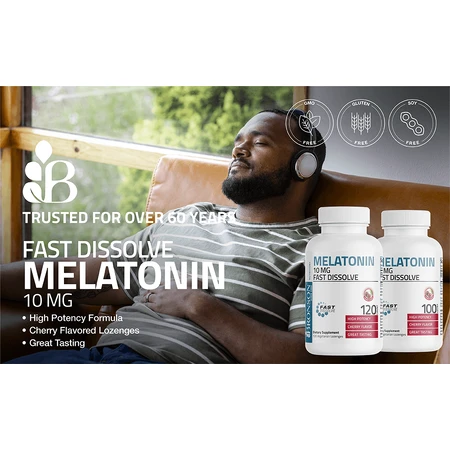 Mélatonine 10 mg arôme cerise, 100 comprimés, Bronson Laboratories