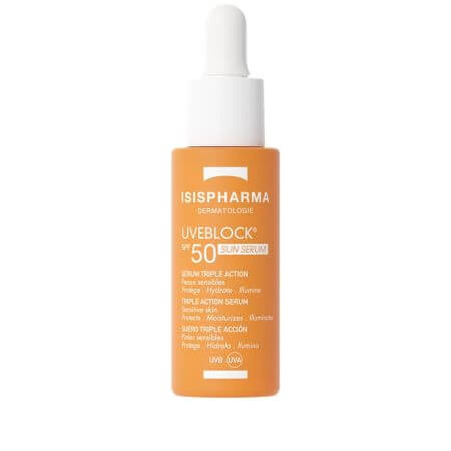 Serum with triple action and sun protection SPF 50 Uveblock, 28 ml, Isispharma
