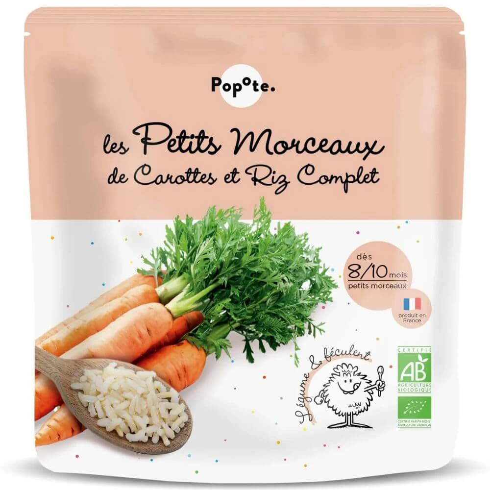 Bio-Futter mit Karotten und braunem Reis, 8-10 Monate, 190 g, Popote