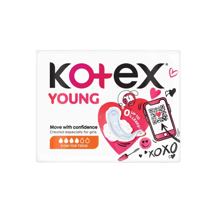 Imbottitura giorno giovane, 9 pezzi, Kotex