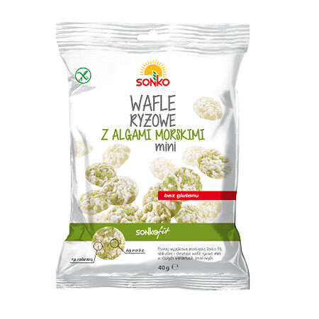 Mini rondele de orez cu alge de mare, fără gluten, 40 g, Sonko