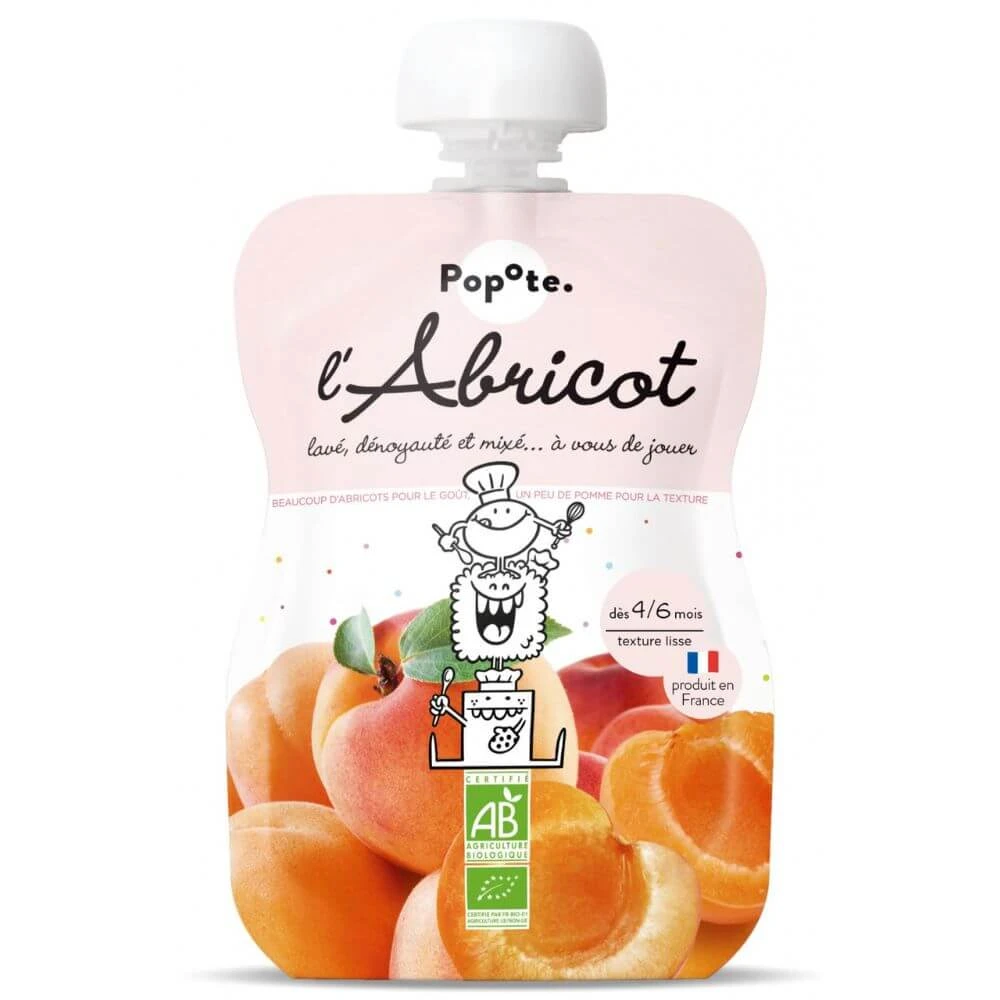 Bio-Aprikosenpüree mit 65% Aprikosen, 4-6 Monate, 120 g, Popote