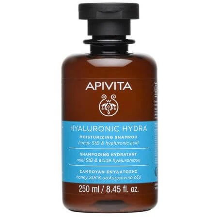 Feuchtigkeitsspendendes Shampoo mit Honig und Hyaluronsäure Hyaluronic Hydra, 250 ml, Apivita