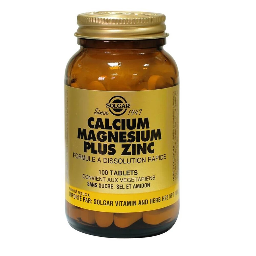 Solgar Calcium, Magnesium en Zink Plus Os et Cartilages Vitalité 100 tabletten