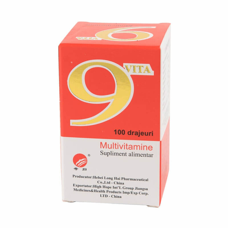 9 Vita multivitamine, 100 drajeuri, Yongkang International China