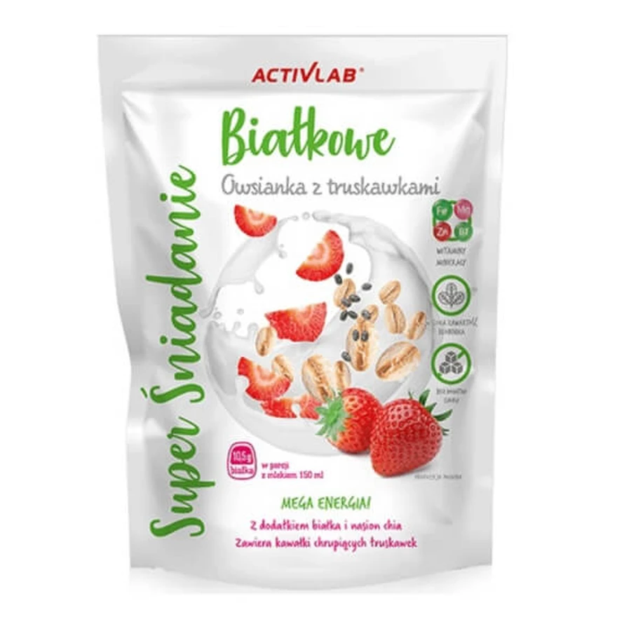 Mic dejun Super Protein, fulgi de ovăz cu căpșuni, 300g