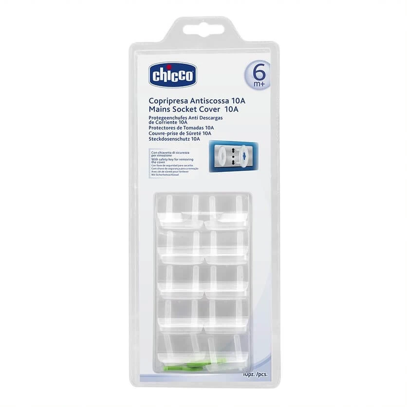 Chicco Safe-Stecker für Steckdose (10A) 6m+, 10 Stück