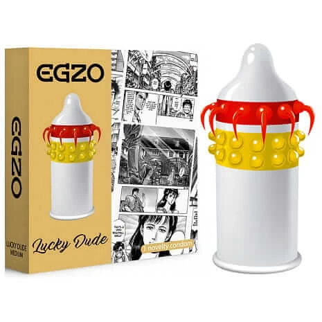 Egzo Lucky Dude Kondom mit streichelnden Stacheln und Tabs Medium, 1 Stück