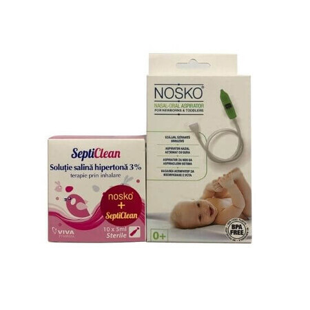 Nosko aspirator nazal + septiclean solutie salina 3%