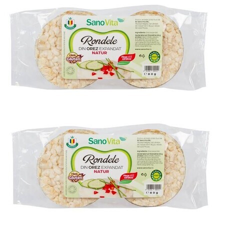 Oferta Pachet Rondele din orez expandat, 2 la preț de 1, 2 x 80 g, Sanovita