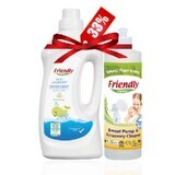 Ofertă pachet, Detergent de rufe Bebe 1000 ml și Detergent pentru curățarea accesoriilor 473 ml, Friendly Organic