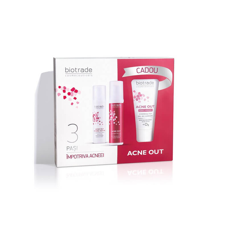 Biotrade Pachet Acne Out Lotiune, Crema si Oxy Wash,