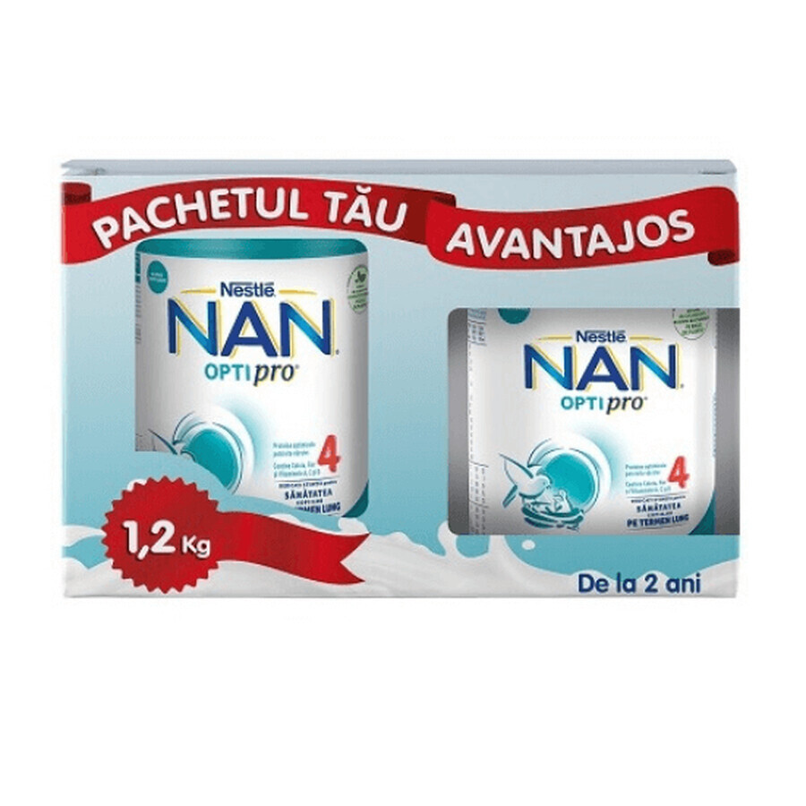 Pachet Avantajos Nan 4 OptiPro, + 2 ani, 800+400 g, Nestlé