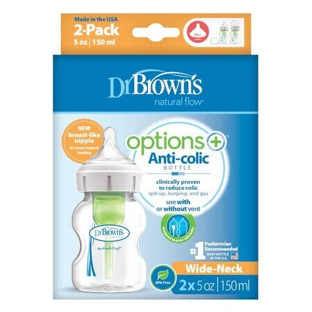 Dr Browns Anti-Colicle Bottle Pack mit Weithals PP, 2x150 ml