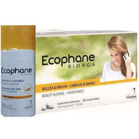 Pachet ecophane pentru unghii si par, 60 comprimate + sampon, 100ml , Biorga