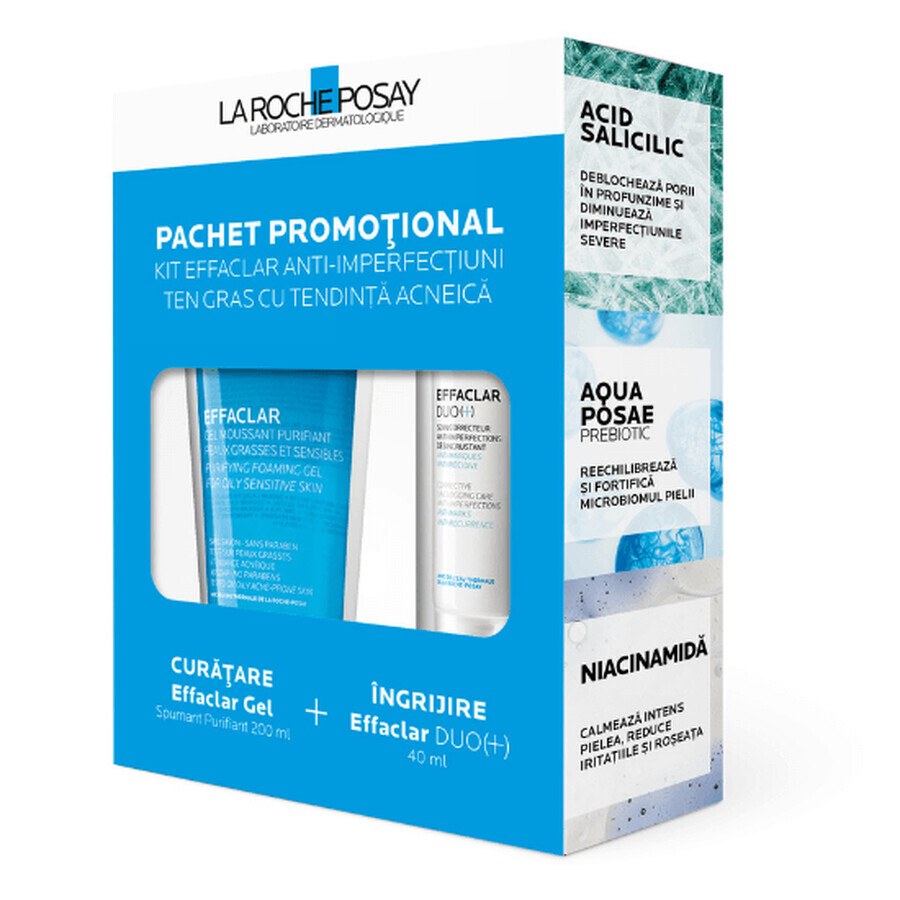 Pachet Effaclar Gel Spumant, 200ml + Crema Corectoare Duo(+) 40ml, La Roche Posay