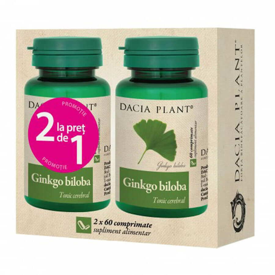 Pachet Ginkgo Biloba 2 la pret de 1, 60 comprimate, Dacia Plant