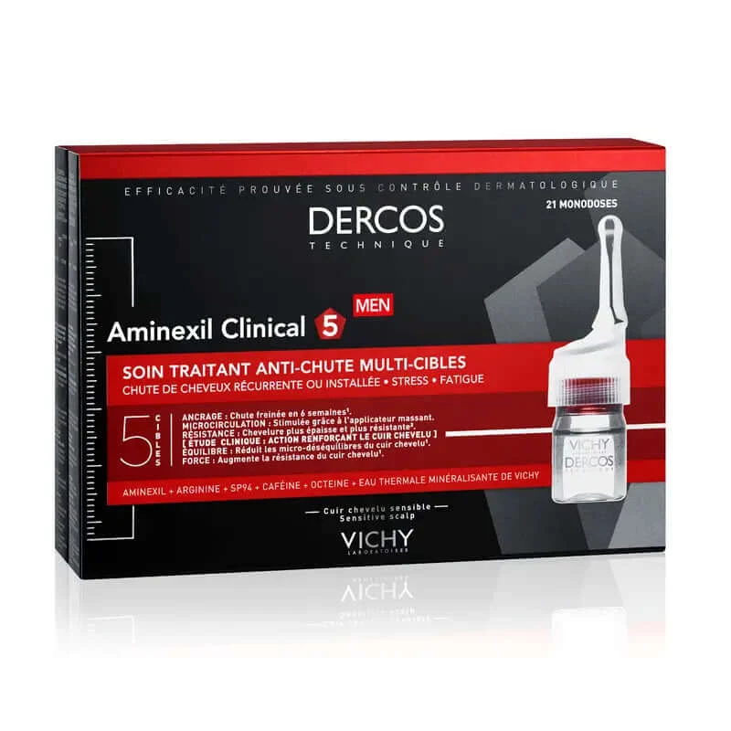 Vichy Dercos Aminexil Clinical 5 Anti-Haarausfall Multi-Aktion für Männer, 21 Einzeldosen