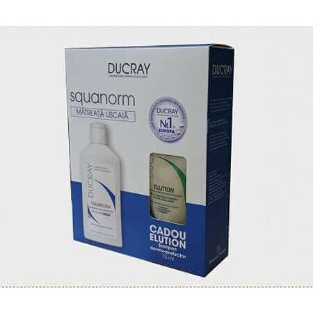 Pachet Squanorm matreata uscata 200 ml, plus Elution sampon dermo protector 75 ml cadou, Ducray