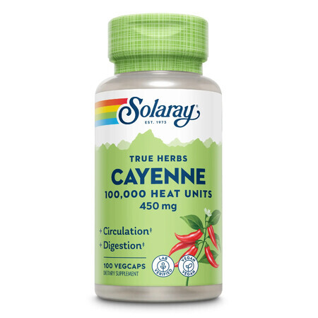 Cayenne-Chili-Pfeffer 450 mg Solaray, 100 Kapseln, Secom