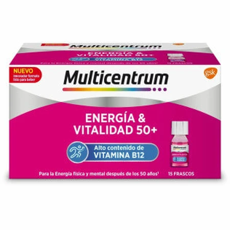 Multicentrum Energia & Vitality 50+, 15 bottles 7ml Raspberry Flavor