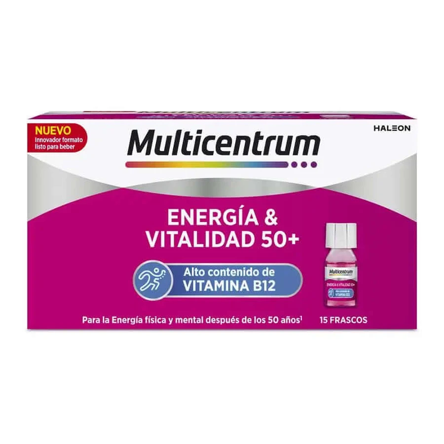 Multicentrum Energia & Vitality 50+, 15 bottles 7ml Raspberry Flavor