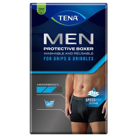 Tena Men Protective Boxer, boxeri reutilizabili pentru incontinență ușoară, negru, mărimea XL, 1 buc