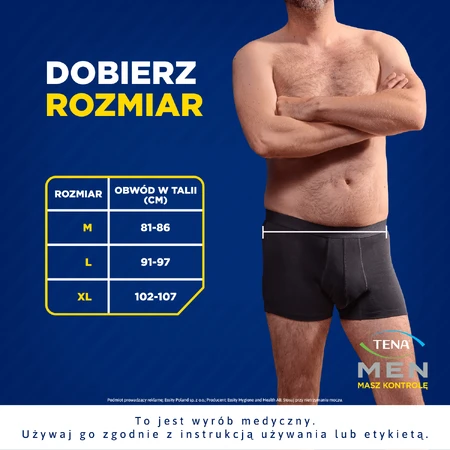 Tena Men Protective Boxer, boxeri reutilizabili pentru incontinență ușoară, negru, mărimea XL, 1 buc