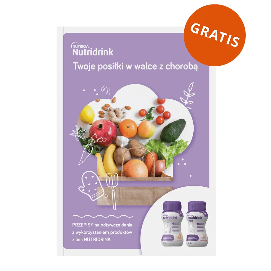 Kit Nutridrink Protein, preparat nutritiv, aromă piersică-mango, 8 x 125 ml + broșură de rețete gratuită