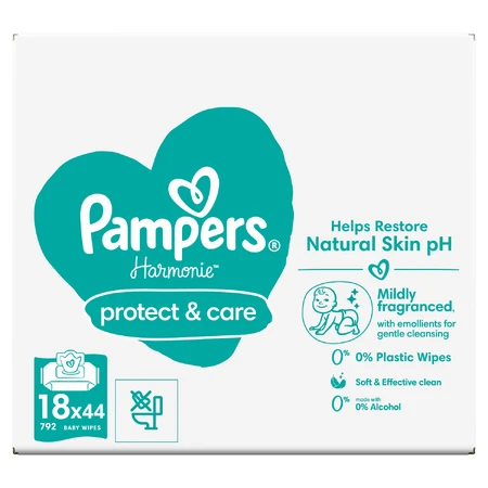 Pampers Harmonie Protect & Care, 18 x 44 bucăți - șervețele umede, Procter & Gamble