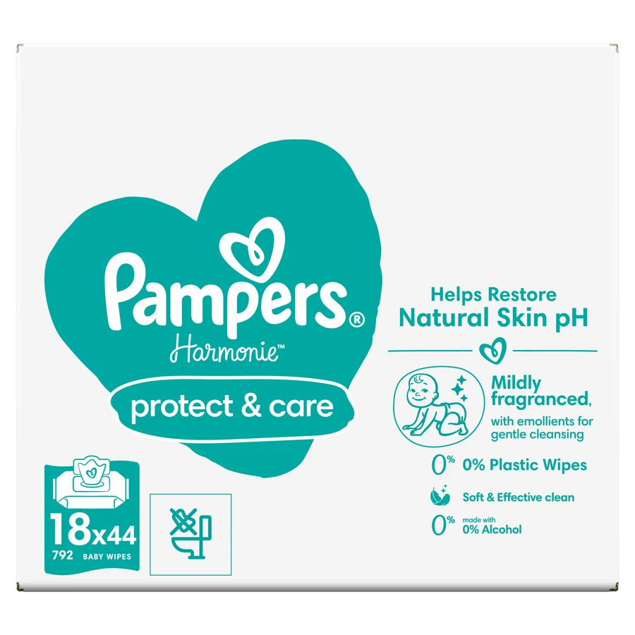 Pampers Harmonie Protect & Care, 18 x 44 bucăți - șervețele umede, Procter & Gamble